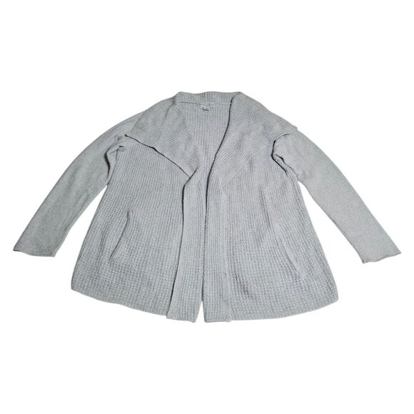 Barefoot Dreams CozyChic Lite Coastal Cardigan Sz M Light Gray Soft Knit 485 - Picture 3 of 10